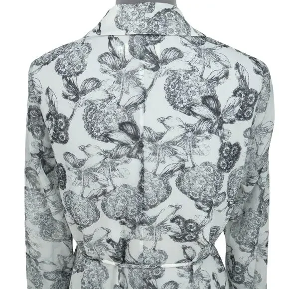 Ted Baker 2 Dress Womens 6 White Black Floral Ruffles Chiffon Tie Waist Lined - Picture 9 of 16